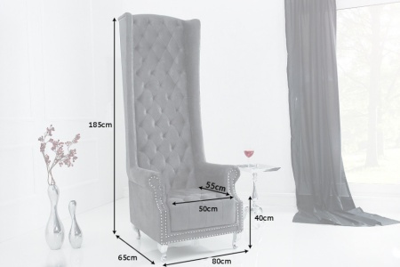 Barokke Troonstoel antiek grijs met decoratieve doorgestikte Chesterfield fauteuil - Img 3