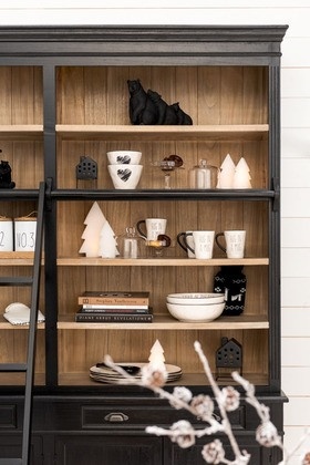 Bibliotheekkast+Ladder Hout Zwart/Naturel 200cm - Img 8