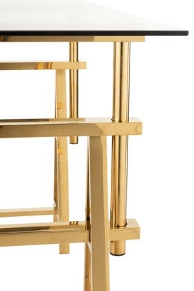 Bureau Verstelbaar Roestvrij Staal/Glas Goud/Transparant 150cm - Img 7