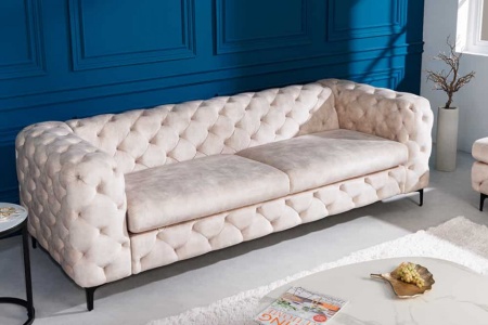 Chesterfield 3-zitsbank MODERN BAROK 235cm champagne fluweel 3-zits - Img 3