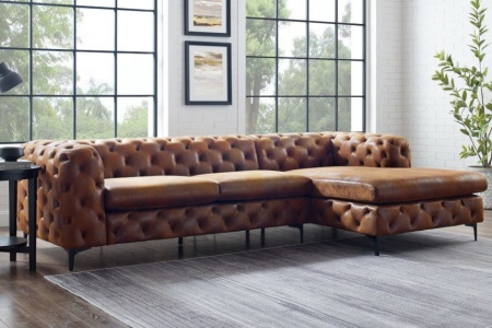 Chesterfield hoekbank MODERN BAROK 275 cm antiek bruin - Img 3
