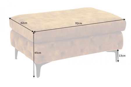 Chesterfield kruk MODERN BAROK 92cm mosterdgeel fluwelen voetenbank - Img 2
