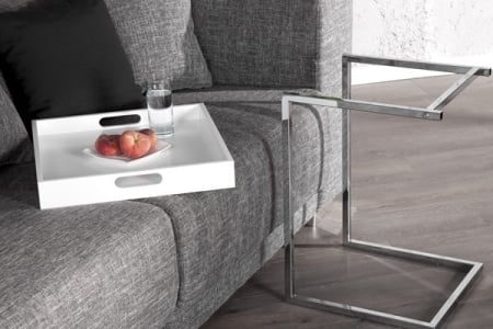 Design bijzettafel CIANO 40cm wit chroom dienbladtafel - Img 3