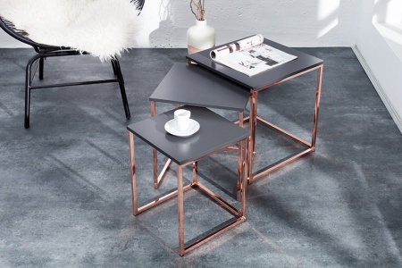 Design bijzettafel set van 3 ELEMENTS 40cm antraciet koper - Img 4