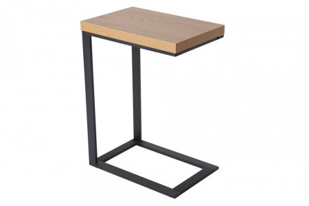 Relaxdays Black Metal U Shaped Side Table Glass Top