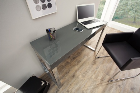 Design console GRIJS BUREAU 120cm donkergrijs hoogglans kantoortafel - Img 4