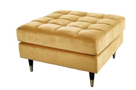 Design kruk COSY VELVET 80cm mosterdgeel goud fluwelen metalen poten - Img 7