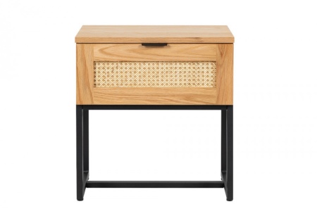 Design nachtkastje VIENNA 50cm eiken decor Weens net rotan - Img 3