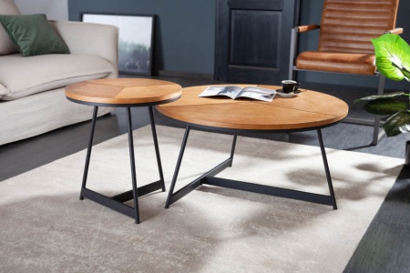 Design Ronde bijzettafel zoals Salontafel 45cm eiken zwart metalen frame - Img 5