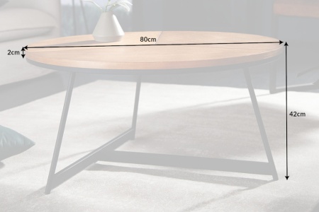 Design Ronde salontafel 80cm eiken zwart metalen frame - Img 4