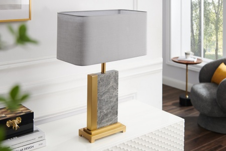 Design tafellamp ELEGANCIA 65cm goudgrijze stoffen kap marmer - Img 6