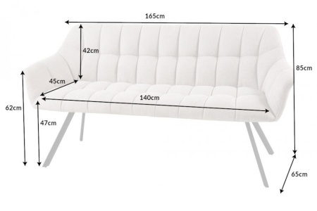 Eetkamerbank PAPILLON 165 cm champagne beige met rugleuningen zwart metalen frame - Img 3