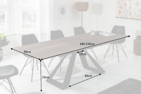 Eettafel Keramiek Uitschuifbaar Eikenlook CONCORD 180-230 cm - Img 2