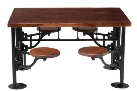 Eettafel Mangohout 4 Draai Stoelen Metaal Zwart Hout Bruin 130cm - Img 2