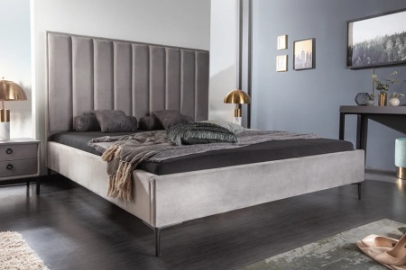 Elegant bed COSMOPOLITE 160x200cm zilvergrijs fluweel incl. bodem - Img 3