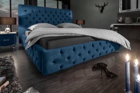 Elegant fluweelstof donkerblauw bed PARIS 160x200cm - Img 2