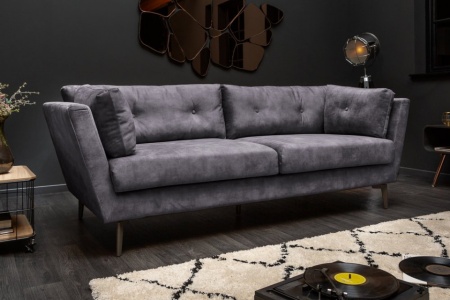 Elegante 3-zits bank MARVELOUS 220 cm grijs fluweel 3-zits bank inclusief kussens - Img 3