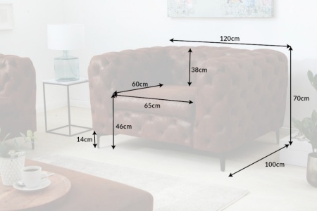 Elegante Chesterfield fauteuil MODERN BAROQUE 120 cm antiek bruin - Img 8
