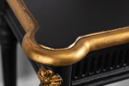 Elegante consoletafel VENICE 125 cm zwart goud massief hout - Img 7