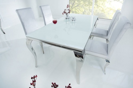 Elegante design eettafel MODERN BAROQUE 180cm wit roestvrijstalen opaal glazen tafelblad - Img 2
