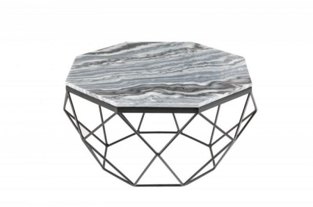 Elegante salontafel DIAMOND 70cm grijs zwart met marmeren blad - Img 6