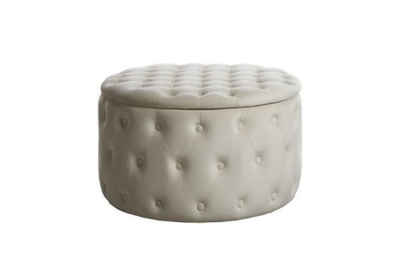 Elegante salontafel / Hocker MODERN BAROK 75 cm beige fluwelen kruk met opbergruimte - Img 4