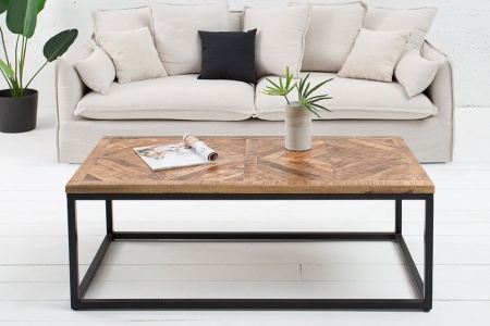 Elegante salontafel INFINITY HOME 100 cm natuurlijk mangohout met visgraatpatroon - Img 4