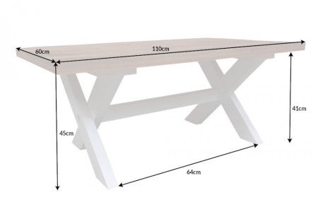 Elegante salontafel LONG ISLAND 110cm mangohout X-frame landelijke stijl - Img 2