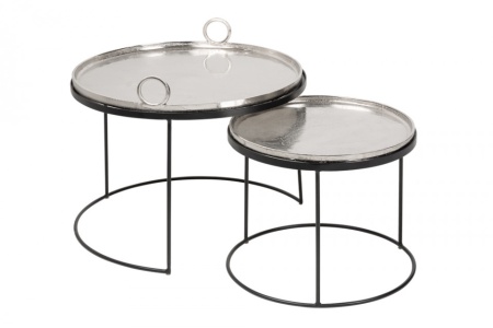 Elegante set van 2 salontafels ELEMENTS 62 cm zilver met afneembaar tafelblad - Img 7