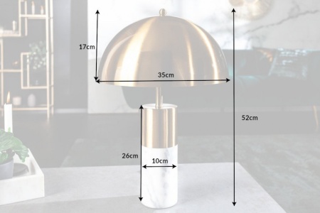 Elegante tafellamp 52cm goud wit met marmeren voet - Img 2