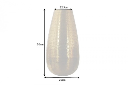 Elegante vaas ORIENT 50cm goud in gehamerd rasterpatroon - Img 2