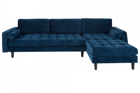 Extravagante Chesterfield-ontwerp hoekbank met 3 plaatsen COSY VELVET donkerblauwe fluwelen kernzithoek - Img 6