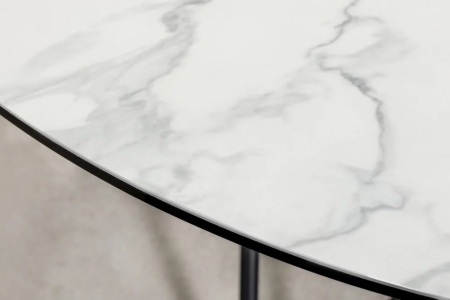 Extravagante eettafel ELLIPSE 120cm wit keramiek marmerlook ronde haarspeldpoten - Img 5