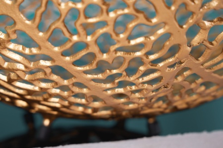 Filigraan design kom ABSTRACT BLAD 45cm goud handgemaakt - Img 5