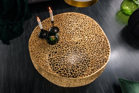 Filigraan design salontafel Leaf 80cm goud handgemaakt - Img 2