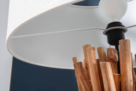 Functionele vloerlamp SERVANT 153 cm longan massief hout met tafel en parasol - Img 2
