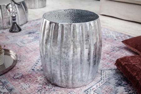 Handgemaakte bijzettafel 42 cm zilver met gehamerd design - Img 3