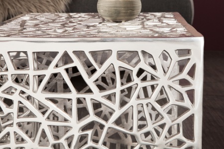 Handgemaakte Design Salontafel Zilver ABSTRACT 49 cm set van 2 - Img 6