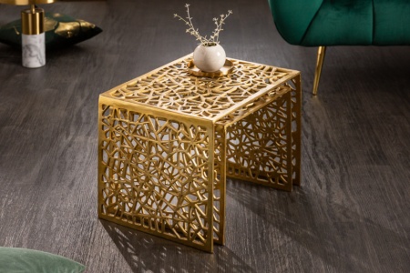 Handgemaakte salontafel Gold 50cm set van 2 goud in gap design - Img 4