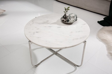 Handgemaakte salontafel NOBLE 62 cm wit afneembaar marmeren blad - Img 3