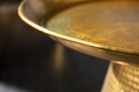 Handgemaakte salontafel ORIENT 63 cm goud met Volledig gehamerd blad design - Img 5