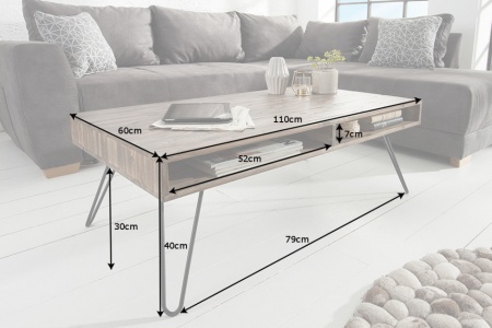 Handgemaakte salontafel SCORPION 110 cm acacia haarspeldpoten - Img 7