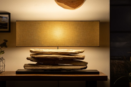 Handgemaakte tafellamp 80 cm beige drijfhout voet met linnen kap - Img 5