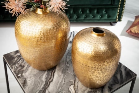 Handgemaakte vazen ​​set van 2 ORIENTAL 33 cm goud met voetbescherming - Img 4