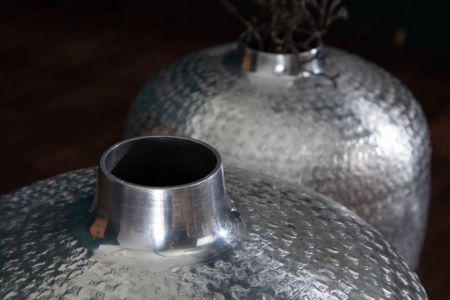 Handgemaakte vazen ​​set van 2 ORIENTAL 33 cm zilver met voetbescherming - Img 4