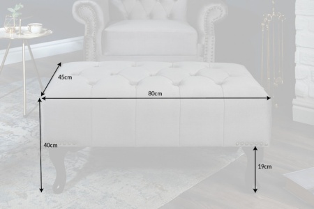 Hocker zilver grijs gecapitonneerd 80cm fluweel stof - Img 2