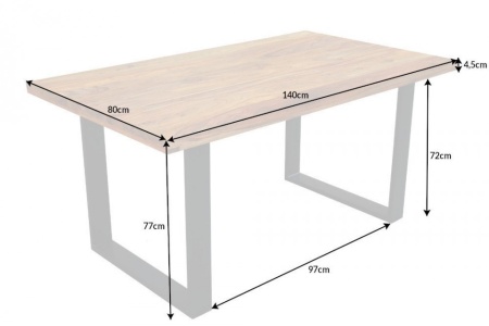 Industrial Design Massieve eettafel 140 cm Sheesham stone finish - Img 2