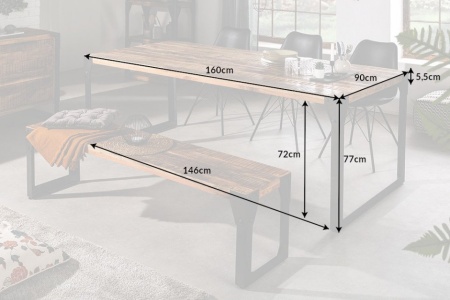 Industrieel Eettafel Massief mangohout industrieel design eettafel 160 cm - Img 2