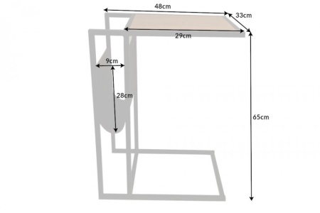 Industriële Bijzettafel zoals Laptoptafel 48 cm eiken look bijzettafel met plank - Img 2