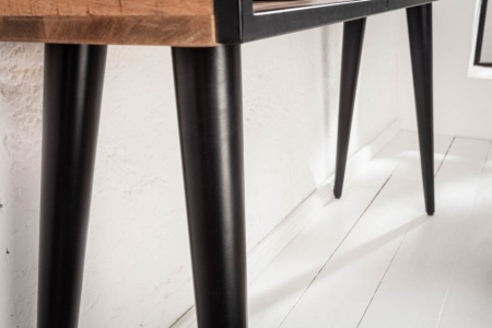 Industriële console tafel of bureau tafel INDUSTRIAL 120cm Mango met zwarte poten - Img 7